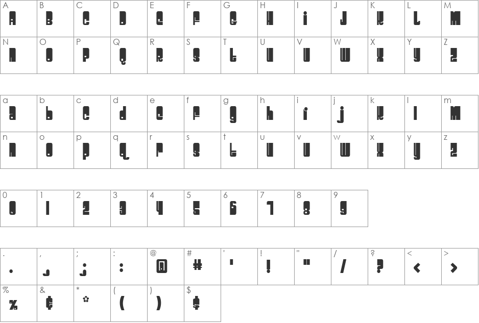 Spacebeach font character map preview
