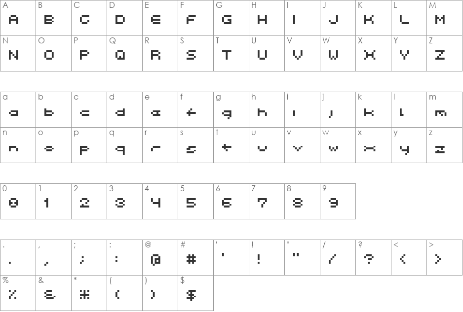 Spacebit font character map preview