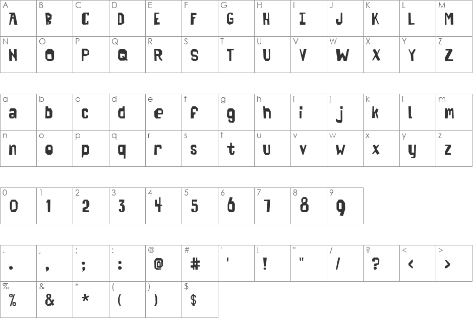 SpaceCowboy font character map preview