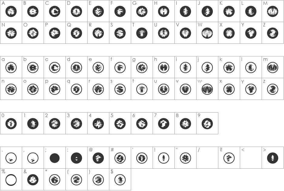 SpaceGarbage font character map preview