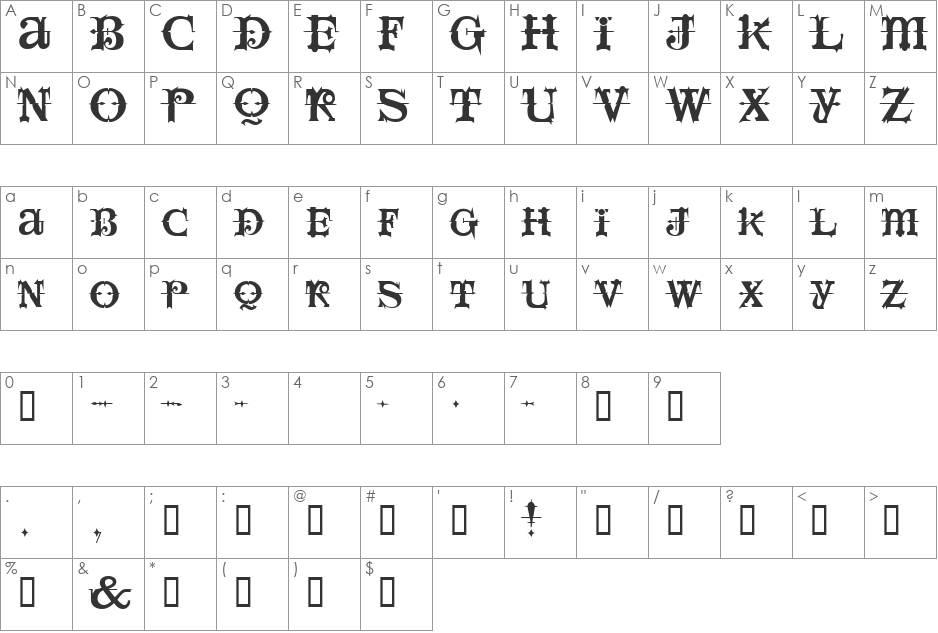 SpaceIvey font character map preview