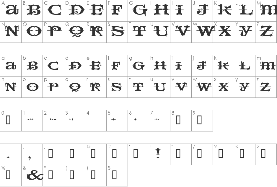 SpaceIveyExtended font character map preview