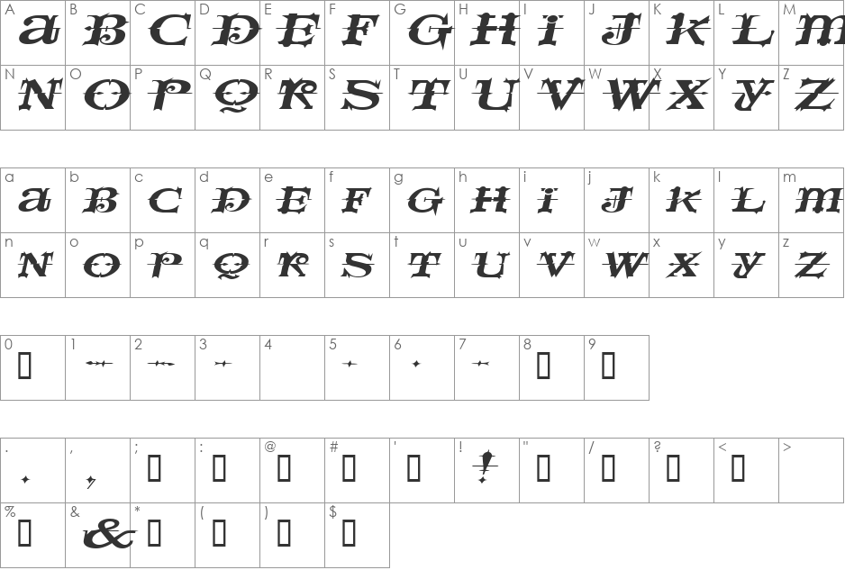 SpaceIveyExtended font character map preview