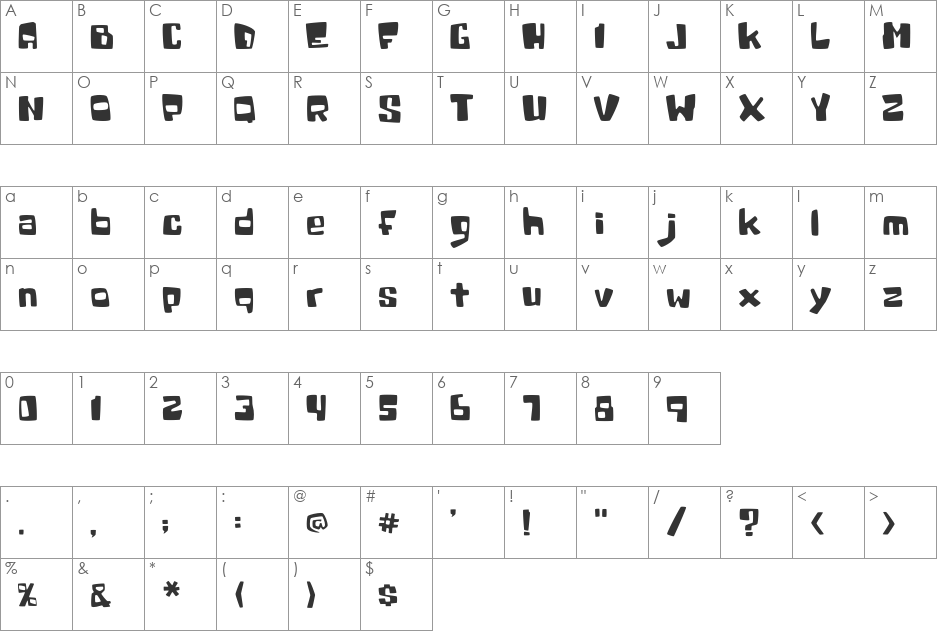 SpaceKrafty font character map preview