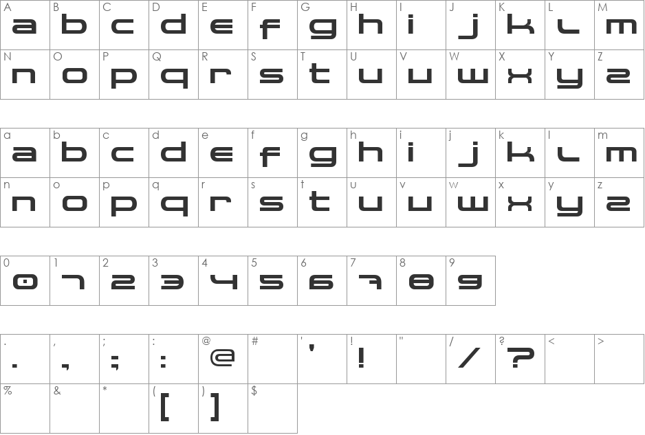 spaceman font character map preview