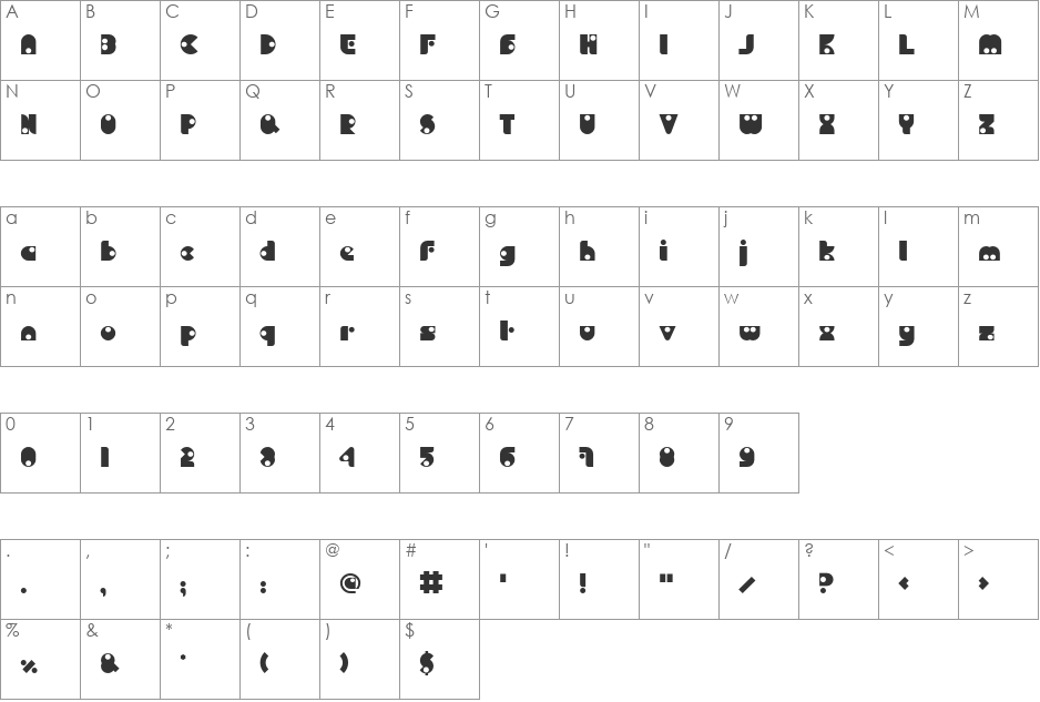 BD Pipe font character map preview