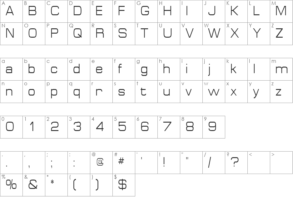 SpaceOutCondensed font character map preview