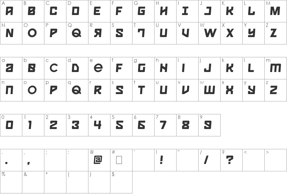 Spaceport One font character map preview