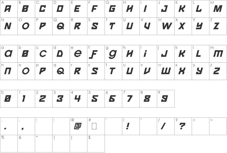 Spaceport two font character map preview