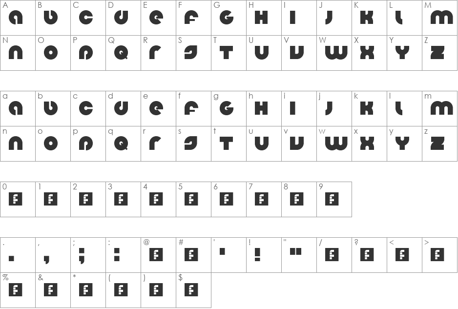 Spacerock Bold font character map preview