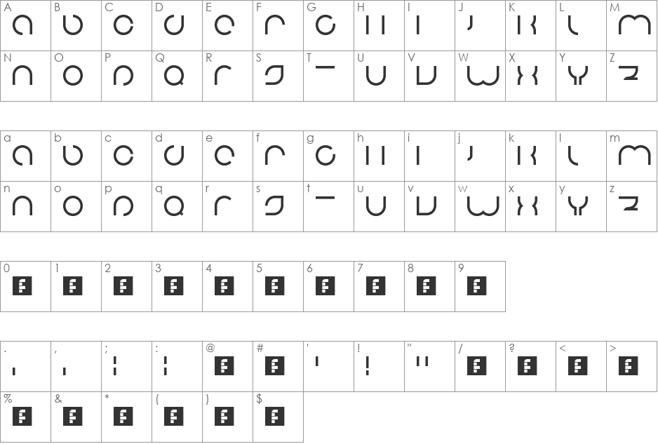 Spacerock Firstline font character map preview