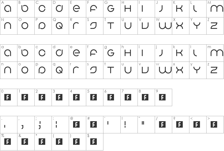 Spacerock Light font character map preview
