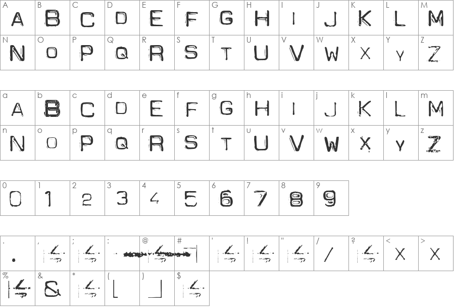 Spacesuit font character map preview