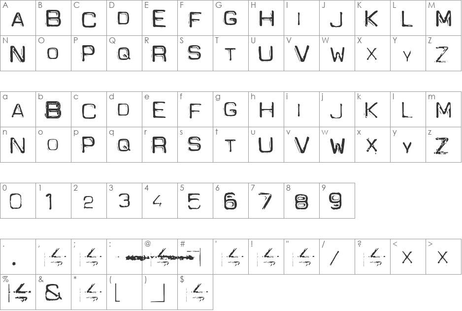Spacesuit font character map preview