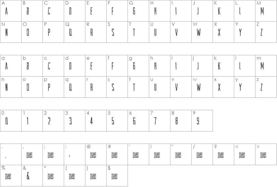 SpaceTransit font character map preview
