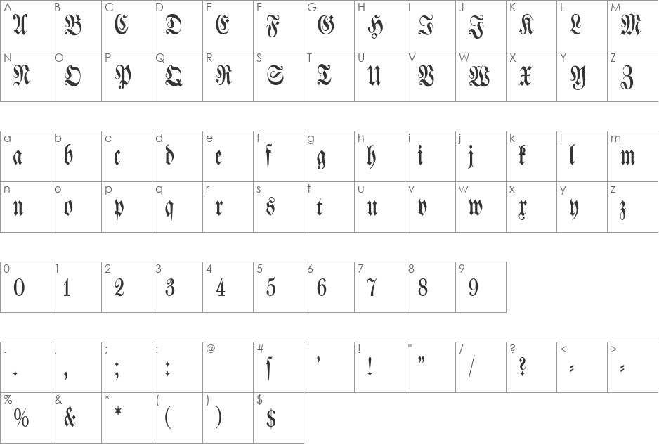 SpaceWinningFrax font character map preview