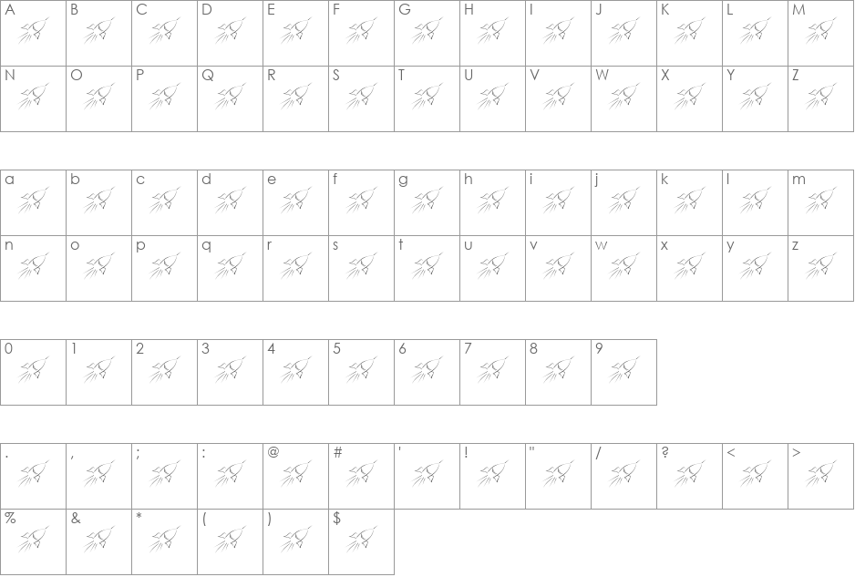 Spacey JHB font character map preview
