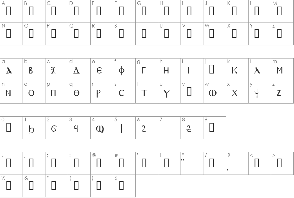 SPAchmim font character map preview