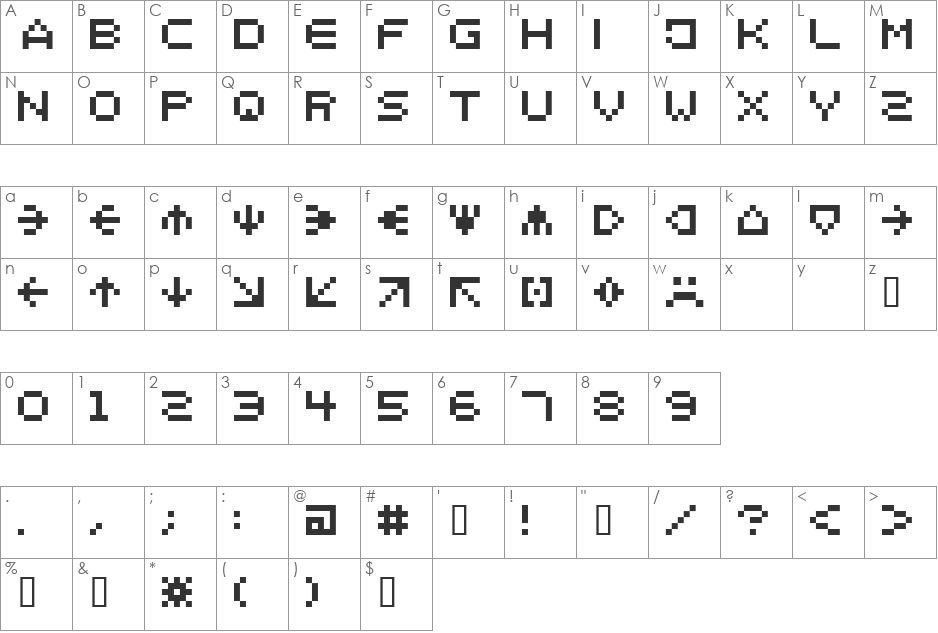 spaider font character map preview