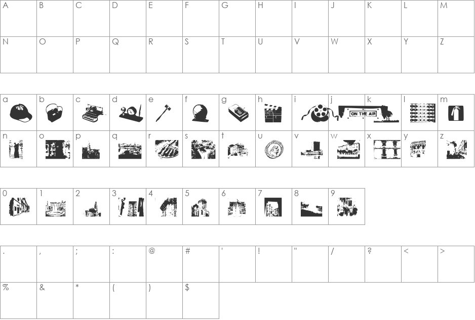 spalatodingbats font character map preview