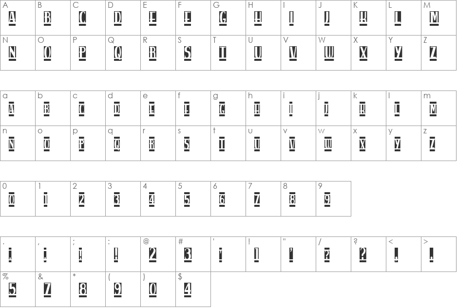 spanky's bungalow font character map preview