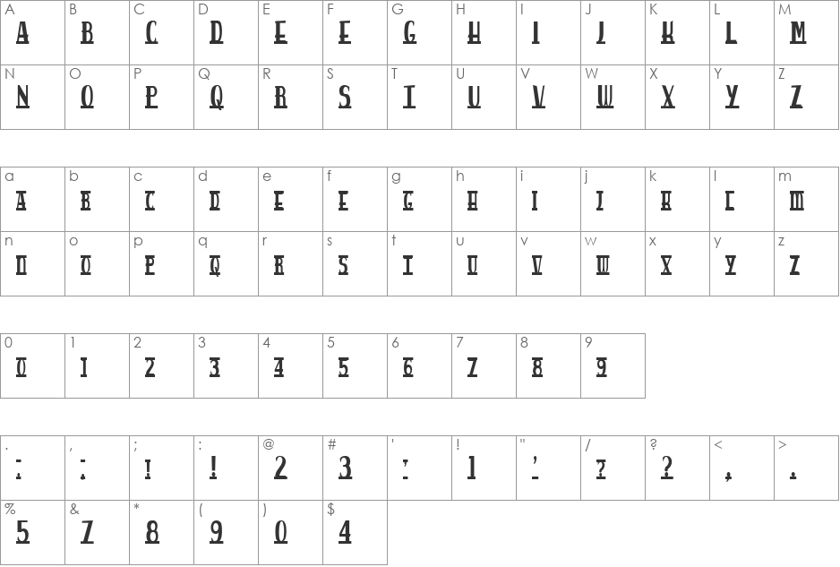 spankys bungalow font character map preview