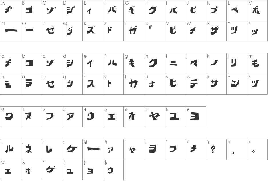 BD Wakarimasu font character map preview