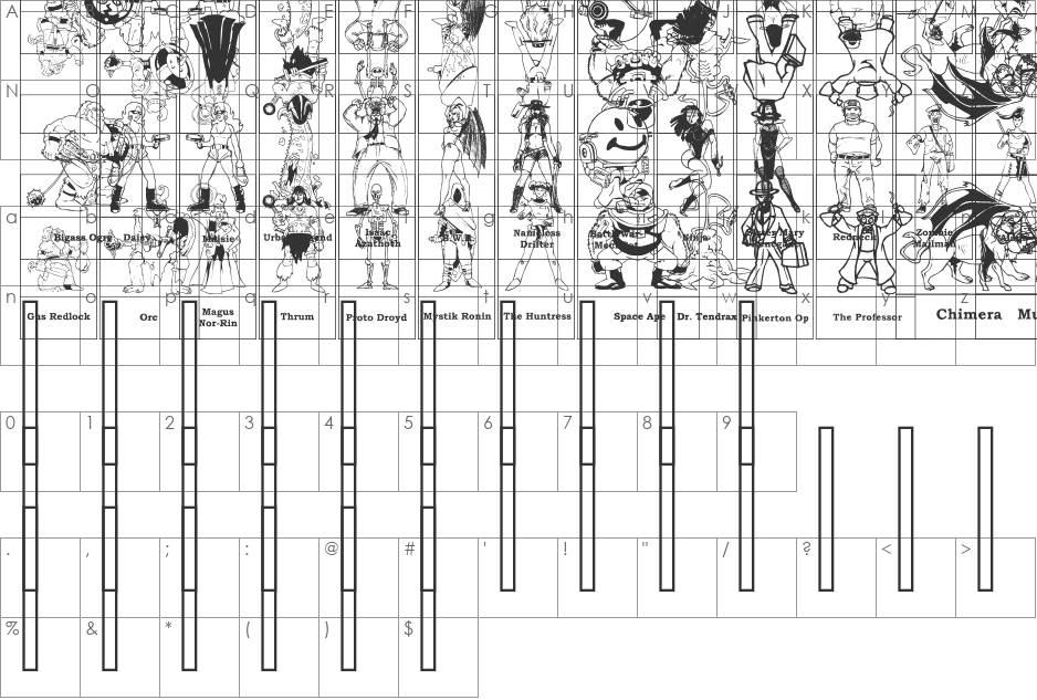 SPARKS for All font character map preview