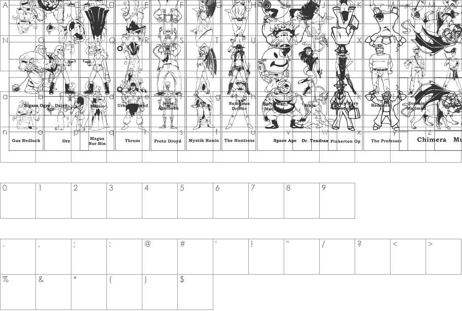 SPARKS for All font character map preview