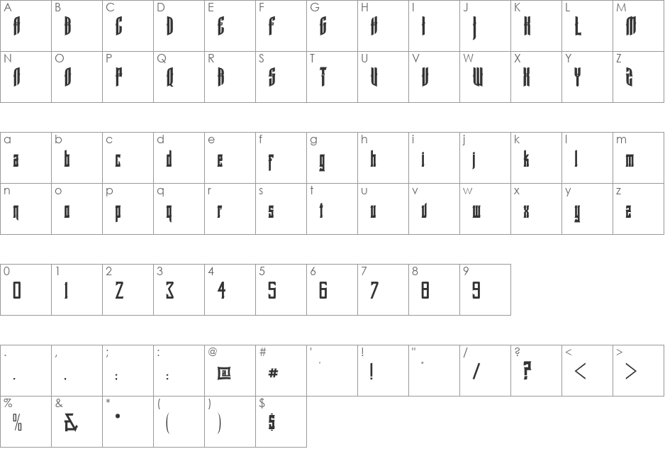SpartanburgSC font character map preview