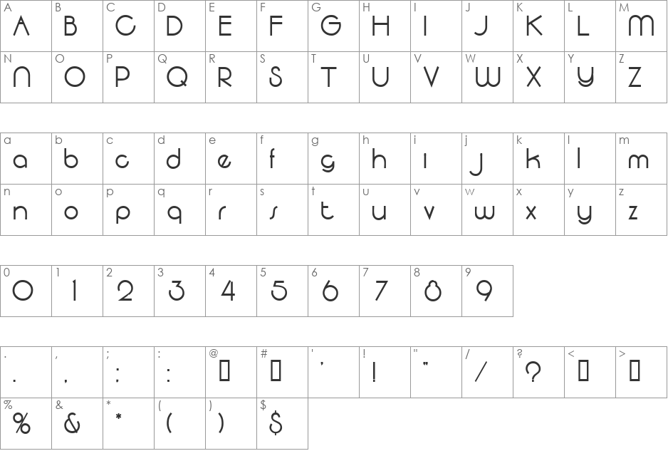 SpatsSSi font character map preview