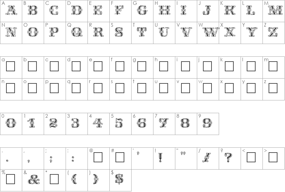 SPATZ font character map preview