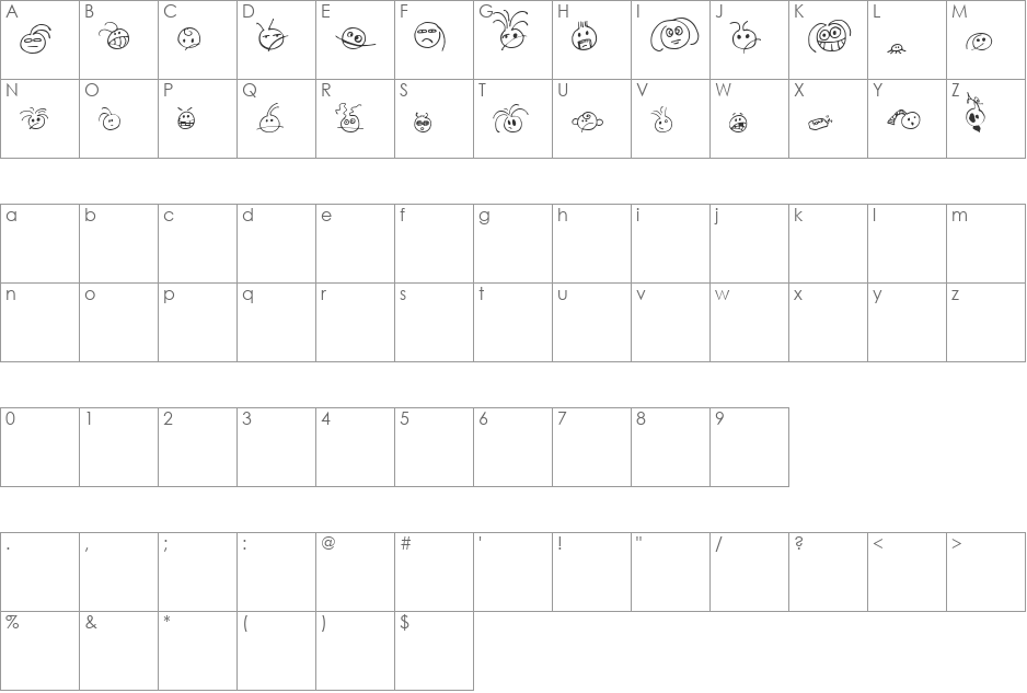 SPAZBATZ font character map preview