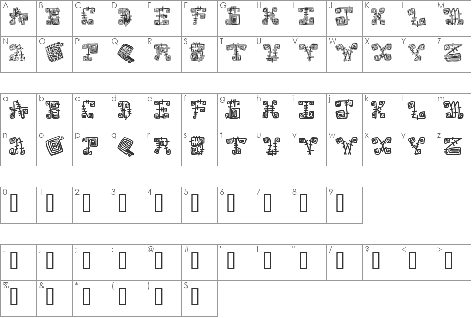 Spazzz Caps font character map preview