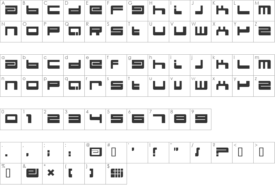 BDEject font character map preview