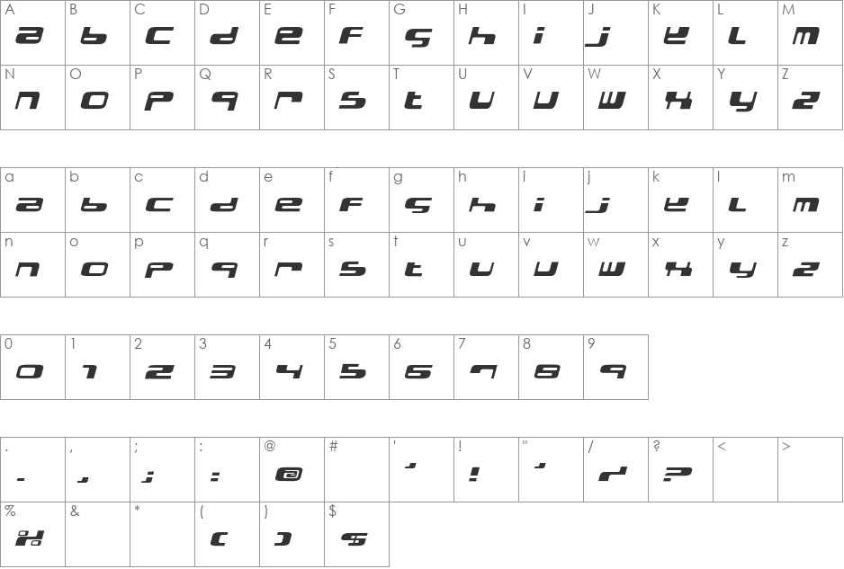BDElectrobazar font character map preview