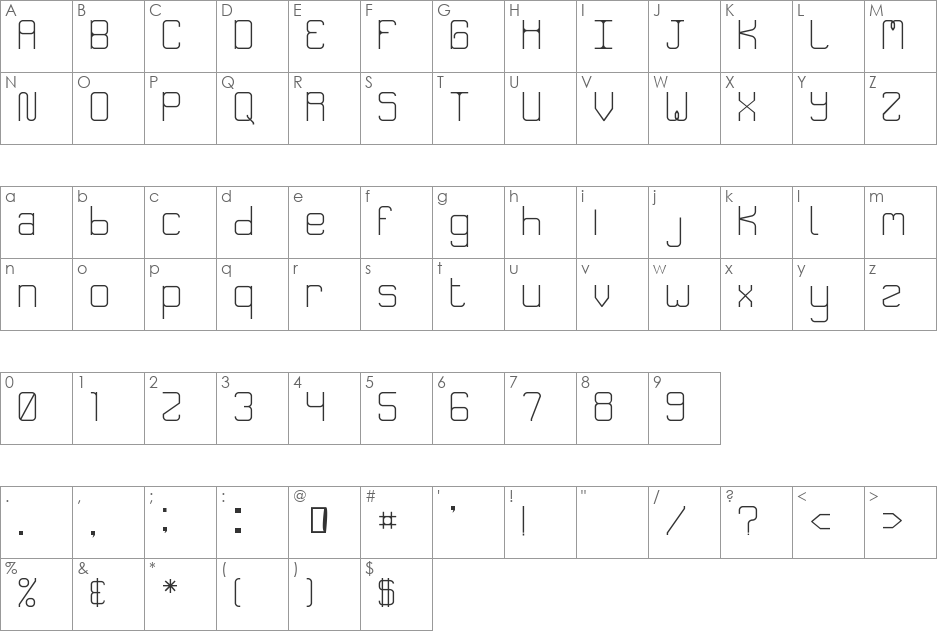 Speakeasy Menu font character map preview