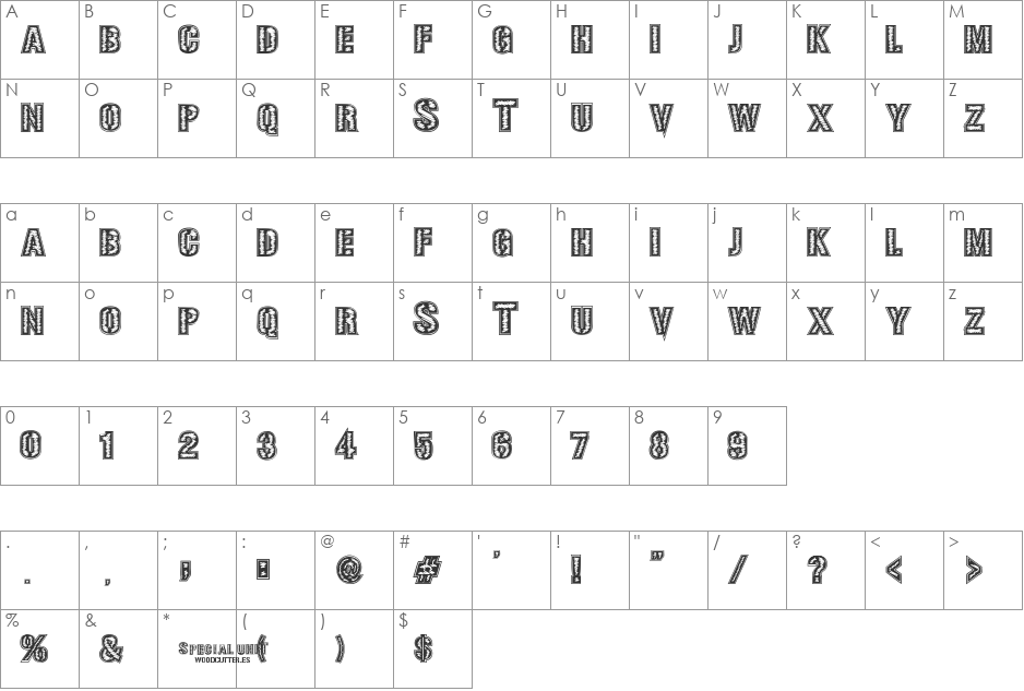 SPECIAL UNIT font character map preview