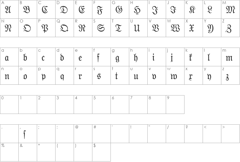 SpecialAlphabets font character map preview