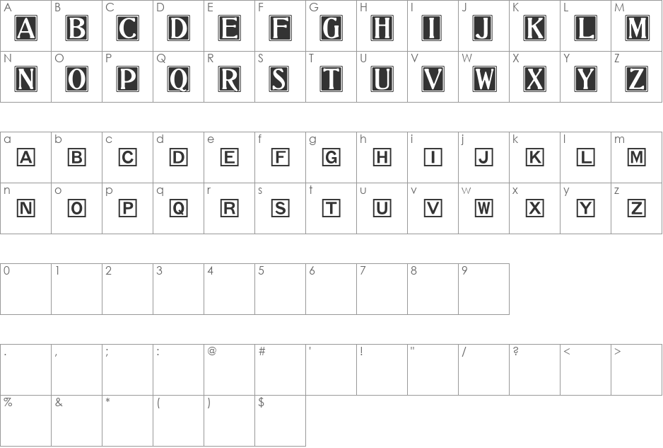 SpecialAlphabets font character map preview