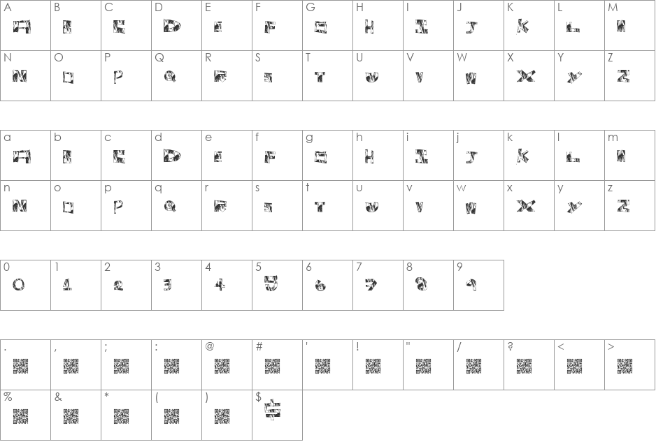 SpecialBrand font character map preview