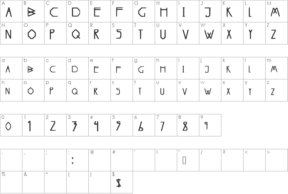 Spectre font character map preview