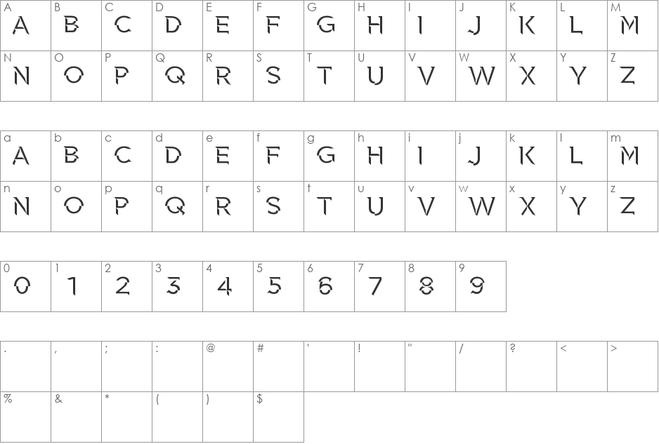 Spectre font character map preview