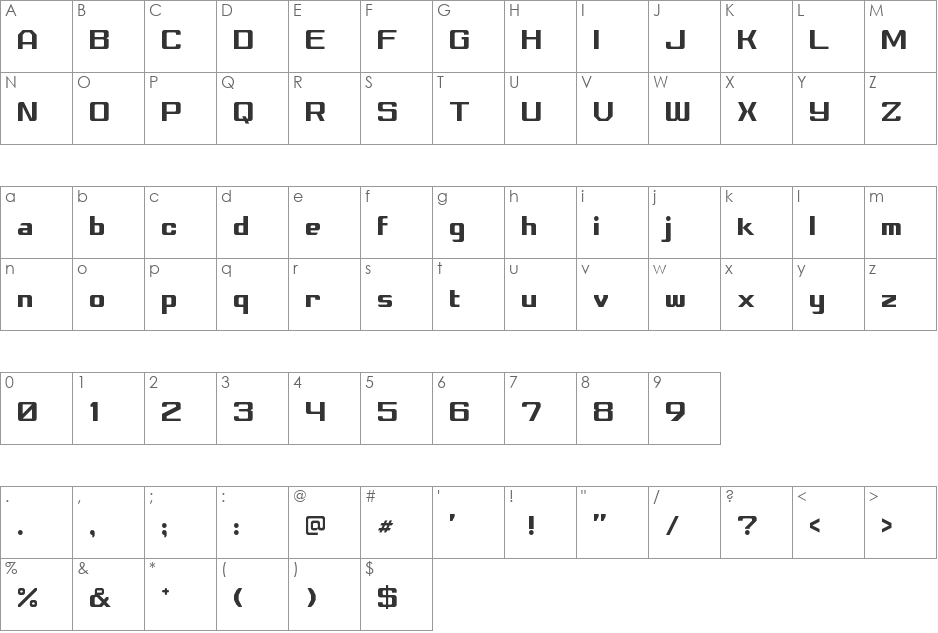 Spectre font character map preview