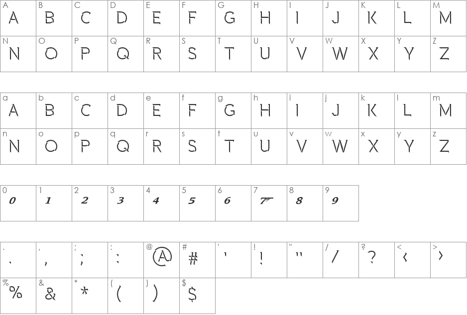 Spectre 007 font character map preview
