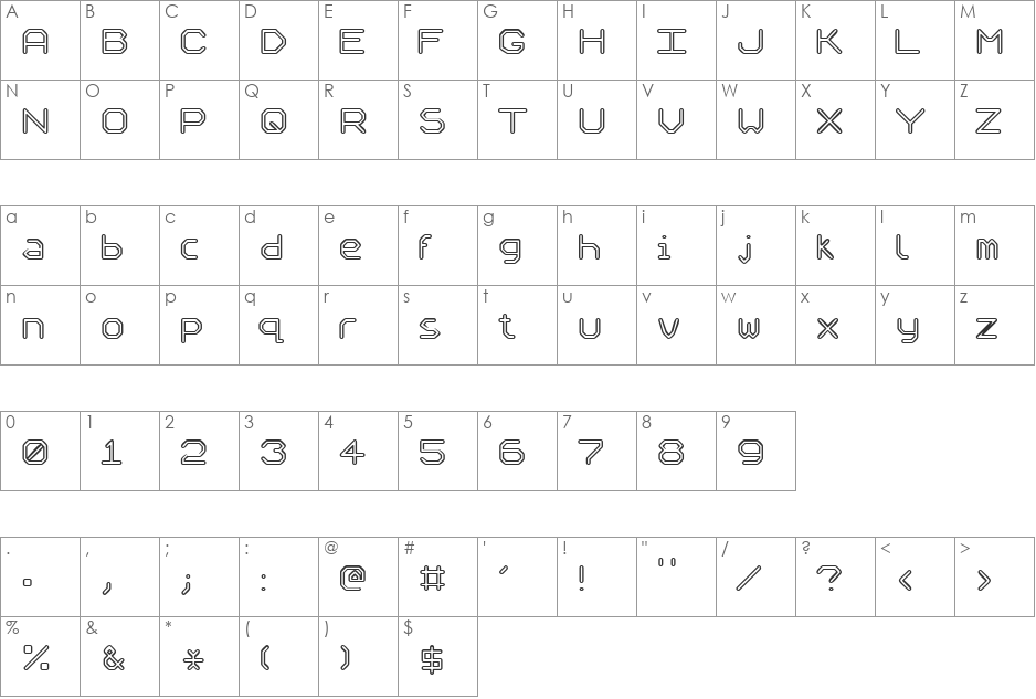Speculum font character map preview