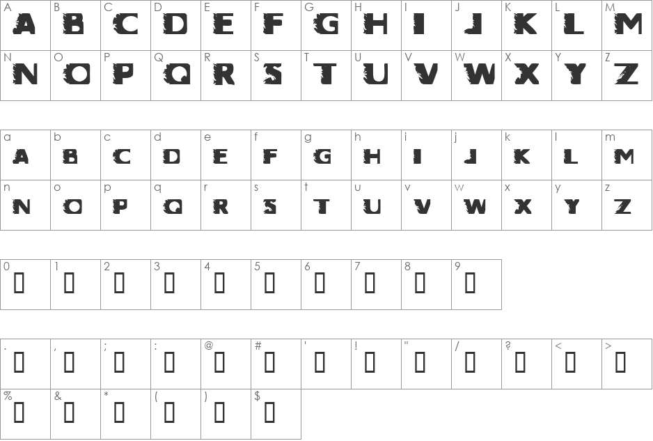 Speed Demon font character map preview