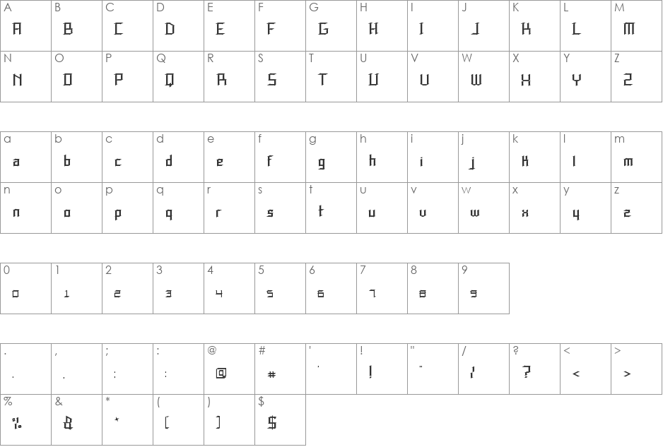 Speed Thrash font character map preview