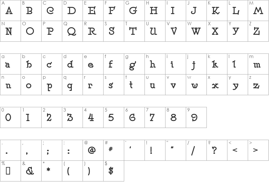 SpeedballNo2SW font character map preview