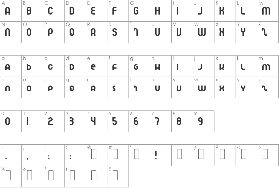 Speedlearn font character map preview